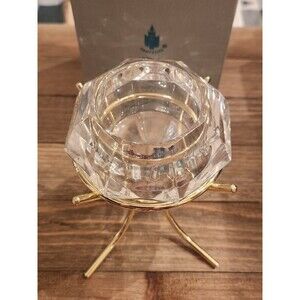PartyLite SOLITAIRE 24% Lead Crystal Holder P0174 Diamond Shape for Tea / Votive